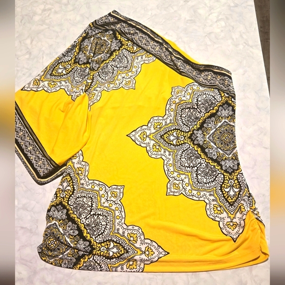 Vibrant Yellow One Shoulder Blouse Cache Womens Size Small - Picture 1 of 3